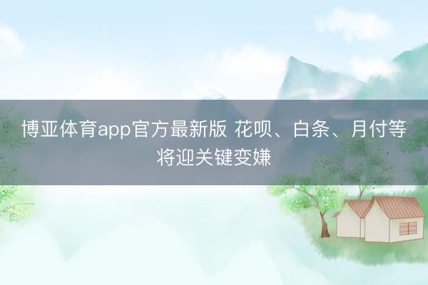 博亚体育app官方最新版 花呗、白条、月付等将迎关键变嫌